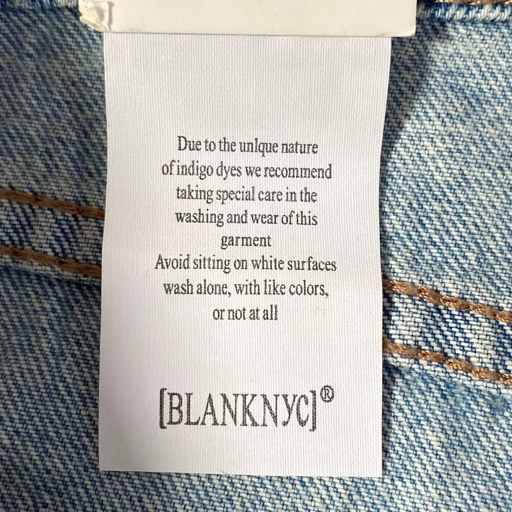 Blank NYC Either Way Jean Skirt Womens Size 27 Blue High Back Slit Raw Hem New